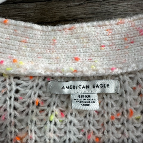 American Eagle Outfitters Cream and Neon Chunky Knit Cardigan - Picture 3 of 7